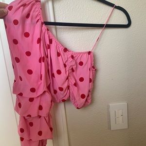NEW pink top w/ Red Polka Dots